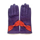 Leather gloves of lamb amethyst and orange "LISA"