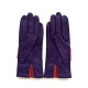 Leather gloves of lamb amethyst and orange "LISA"