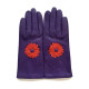 Leather gloves of lamb amethyst and orange "ROSA"