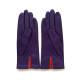 Leather gloves of lamb amethyst and orange "ROSA"