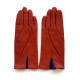 Leather gloves of lamb orange and amethyst "CEREZA"