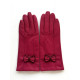 Leather gloves of lamb orchid and red h "ADELA"