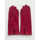 Leather gloves of lamb orchid and red h "COEUR"