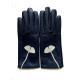 Gants en cuir d'agneau bleu marine et gris "HANA".