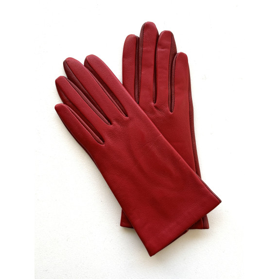 Leather gloves of lamb red and cherry "CAPUCINE".