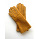 Leather gloves of sherling yellow "ANASTASIA".