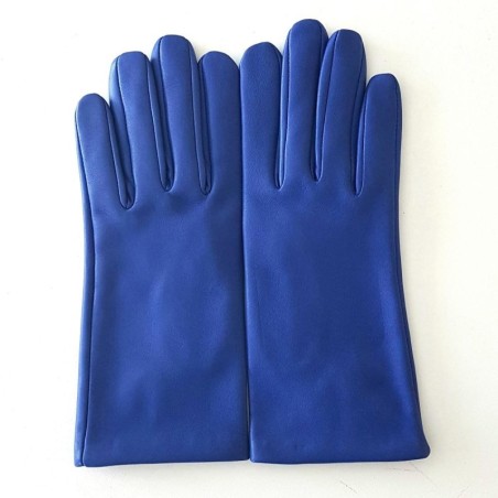 Gants en Cuir d'Agneau Bleu Gitane Capucine Doublés Soie.