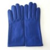 Gants en Cuir d'Agneau Bleu Gitane Capucine Doublés Soie.