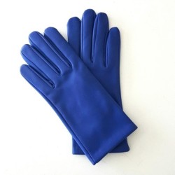 Gants en Cuir d'Agneau Bleu Gitane Capucine Doublés Soie.