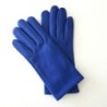 Gants en Cuir d'Agneau Bleu Gitane Capucine Doublés Soie.