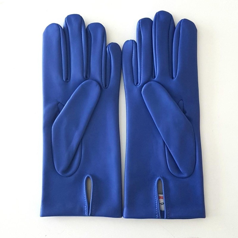 Gants en Cuir d'Agneau Bleu Gitane Capucine Doublés Soie.