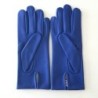 Gants en Cuir d'Agneau Bleu Gitane Capucine Doublés Soie.