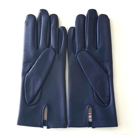 Gants en Cuir d'Agneau Blue Berry Capucine Doublés Soie.
