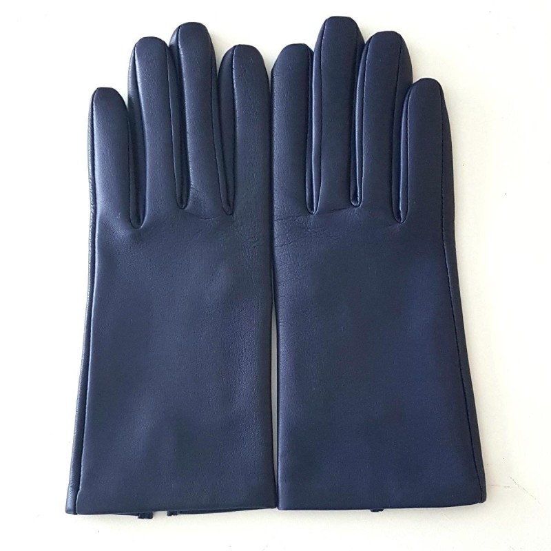 Gants en Cuir d'Agneau Blue Berry Capucine Doublés Soie.