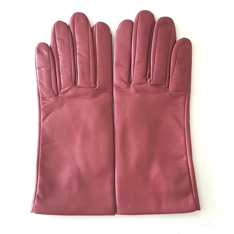 Gants en Cuir d'Agneau Rose Antique Capucine Doublés Soie.