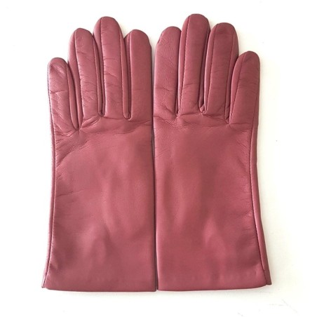 Gants en Cuir d'Agneau Rose Antique Capucine Doublés Soie.
