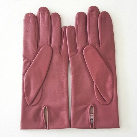 Gants en Cuir d'Agneau Rose Antique Capucine Doublés Soie.