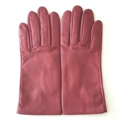 Gants en Cuir d'Agneau Rose Antique Capucine Doublés Soie.