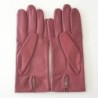 Gants en Cuir d'Agneau Rose Antique Capucine Doublés Soie.