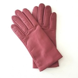 Gants en Cuir d'Agneau Rose Antique Capucine Doublés Soie.