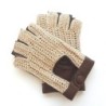 Mitaines Cuir d'Agneau Crochet Coton Havane Ecru Michèle Non Doublées.