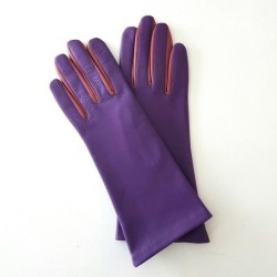 Gants en Cuir d'Agneau Améthyste Rose Antique Elisa Doublés Soie.