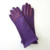 Gants en Cuir d'Agneau Améthyste Rose Antique Elisa Doublés Soie.