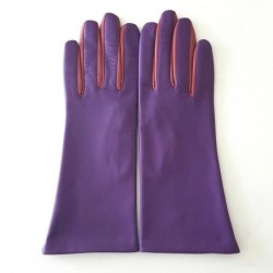 Gants en Cuir d'Agneau Améthyste Rose Antique Elisa Doublés Soie.