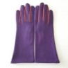 Gants en Cuir d'Agneau Améthyste Rose Antique Elisa Doublés Soie.