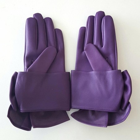 Gants en Cuir d'Agneau Améthyste Paloma Doublés Soie.