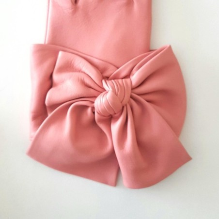 Gants en Cuir d'Agneau Rose Paloma Doublés Soie.