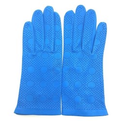 Gants en Cuir d'Agneau Bleu de France Carmélina Non Doublés.