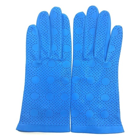 Gants en Cuir d'Agneau Bleu de France Carmélina Non Doublés.