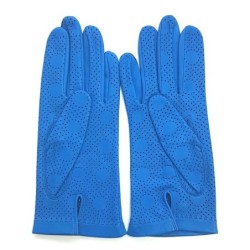 Gants en Cuir d'Agneau Bleu de France Carmélina Non Doublés.