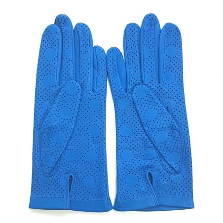 Gants en Cuir d'Agneau Bleu de France Carmélina Non Doublés.