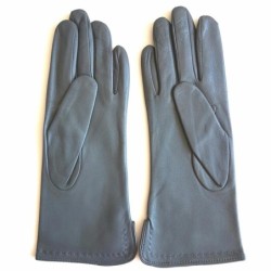 Gants en Cuir d'Agneau Gris Violette Doublés Soie.