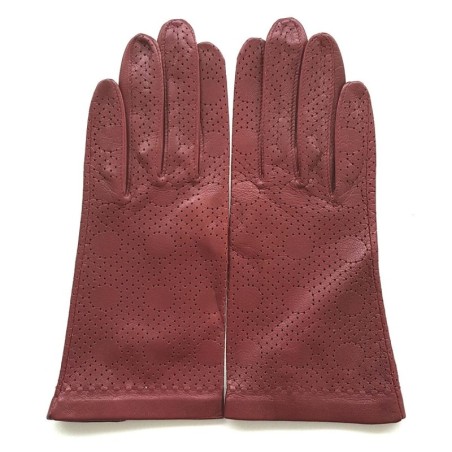 Gants en Cuir d'Agneau Bordeaux Carmélina Non Doublés.