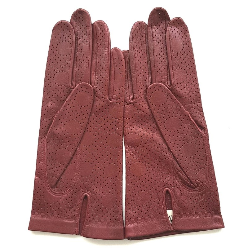 Gants en Cuir d'Agneau Bordeaux Carmélina Non Doublés.