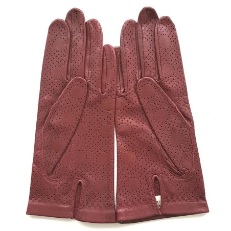 Gants en Cuir d'Agneau Bordeaux Carmélina Non Doublés.