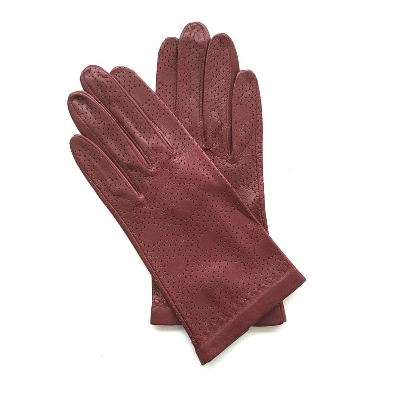 Gants en Cuir d'Agneau Bordeaux Carmélina Non Doublés.