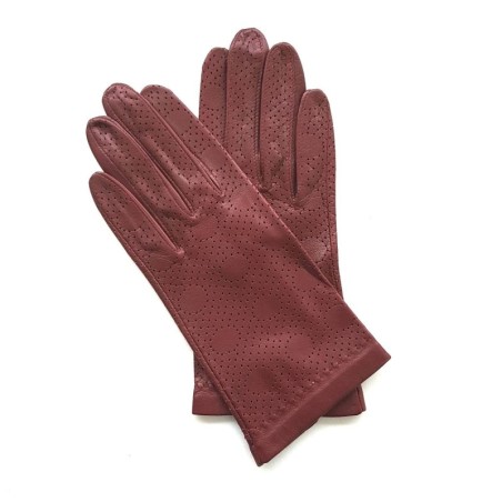 Gants en Cuir d'Agneau Bordeaux Carmélina Non Doublés.