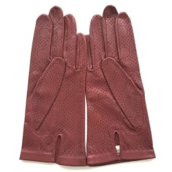 Gants en Cuir d'Agneau Bordeaux Carmélina Non Doublés.