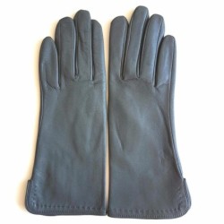 Gants en Cuir d'Agneau Gris Violette Doublés Soie.