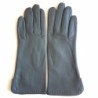 Gants en Cuir d'Agneau Gris Violette Doublés Soie.