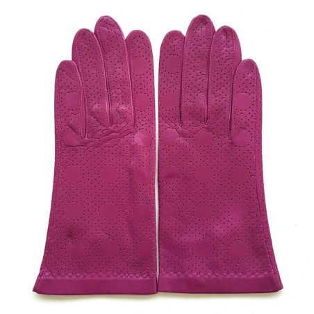 Gants en Cuir d'Agneau Hot Pink Carmélina Non Doublés.