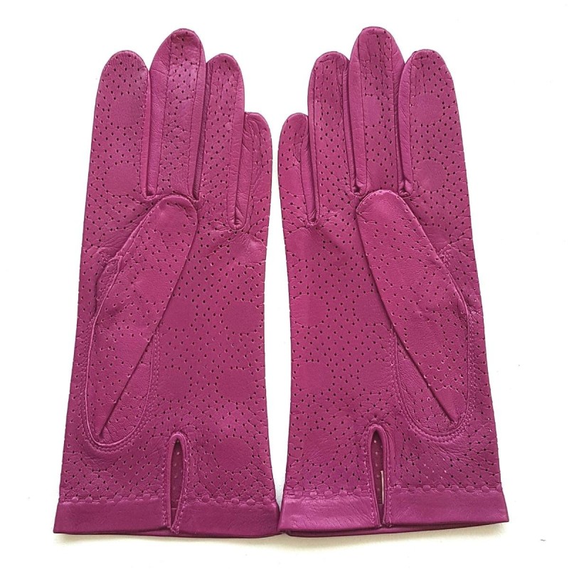 Gants en Cuir d'Agneau Hot Pink Carmélina Non Doublés.