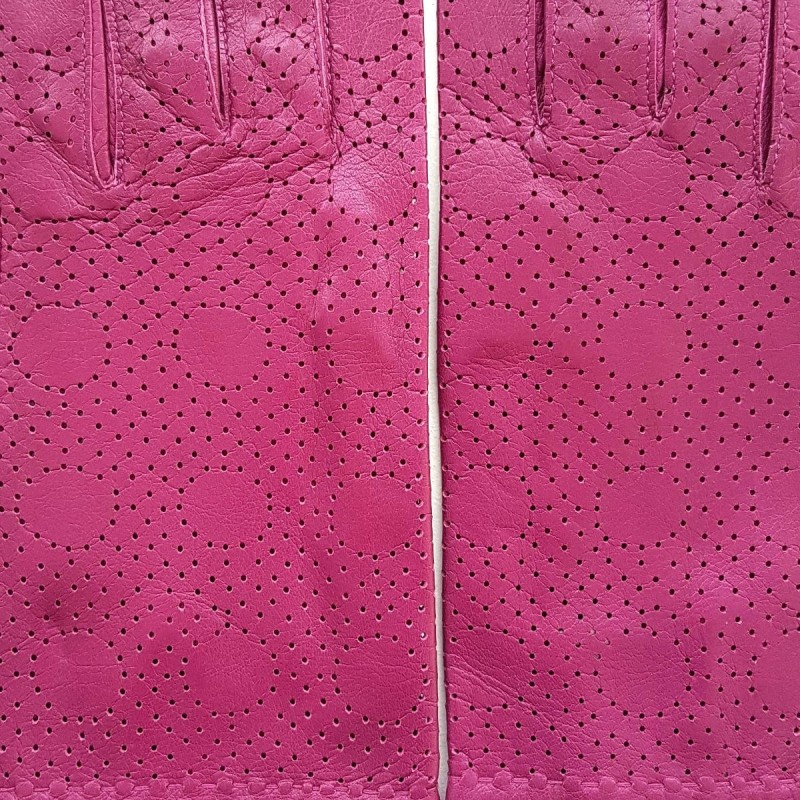 Gants en Cuir d'Agneau Hot Pink Carmélina Non Doublés.