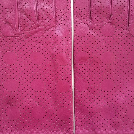 Gants en Cuir d'Agneau Hot Pink Carmélina Non Doublés.