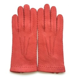 Gants en Cuir de Pécari Vermillon Patt Non Doublés.