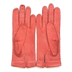 Gants en Cuir de Pécari Vermillon Patt Non Doublés.